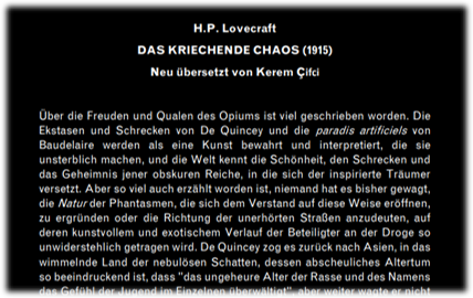 Screenshot des Beginns der übersetzten Kurzgeschichte von H.P. Lovecraft