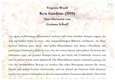 Screenshot des Beginns der übersetzten Kurzgeschichte von Virginia Woolf